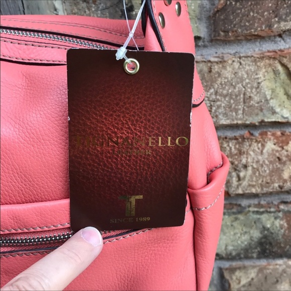 🌹👠 NWT ❋ Tignanello Coral / Pink Leather Bag🌹👠 - Picture 4 of 8